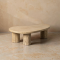 BESSE - Mesa de centro de madera de olmo para salón 127 x 69 x 38 cm