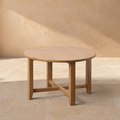 TRETS - Mesa de centro natural madera de mindi salón 80 x 80 x 50 cm