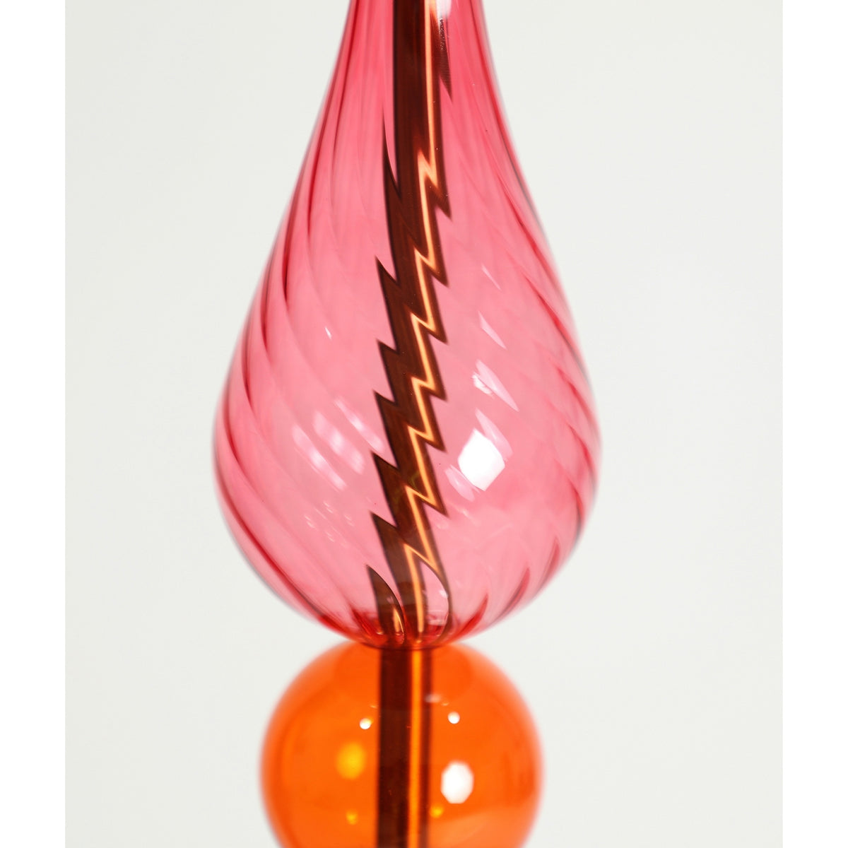 OLVERA - Suspension en verre ambré et rouge avec fer doré 68 cm