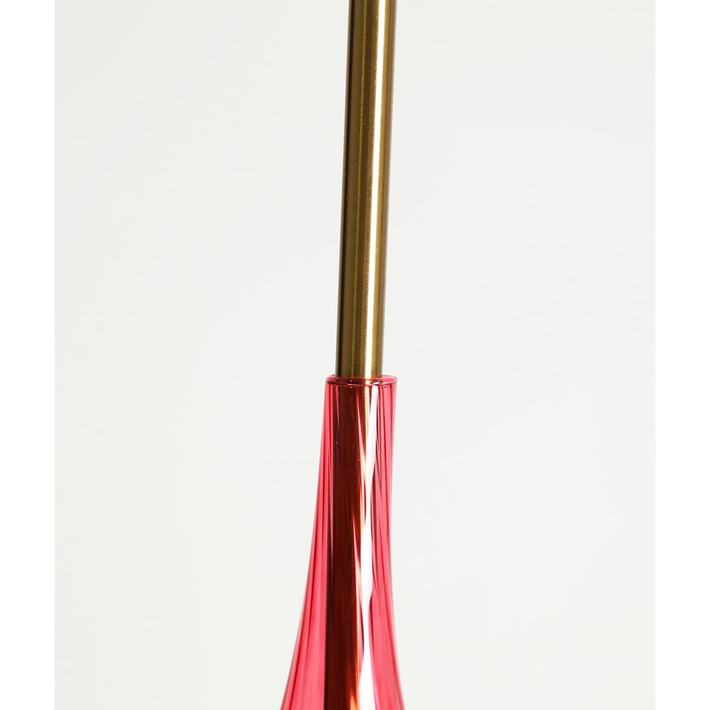OLVERA - Lámpara colgante de vidrio ámbar y rojo con hierro dorado 68 cm