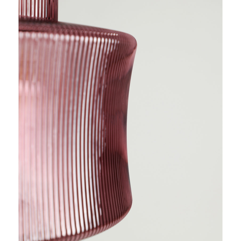 SCILLA - Lámpara colgante de vidrio rosa y hierro dorado 45 cm