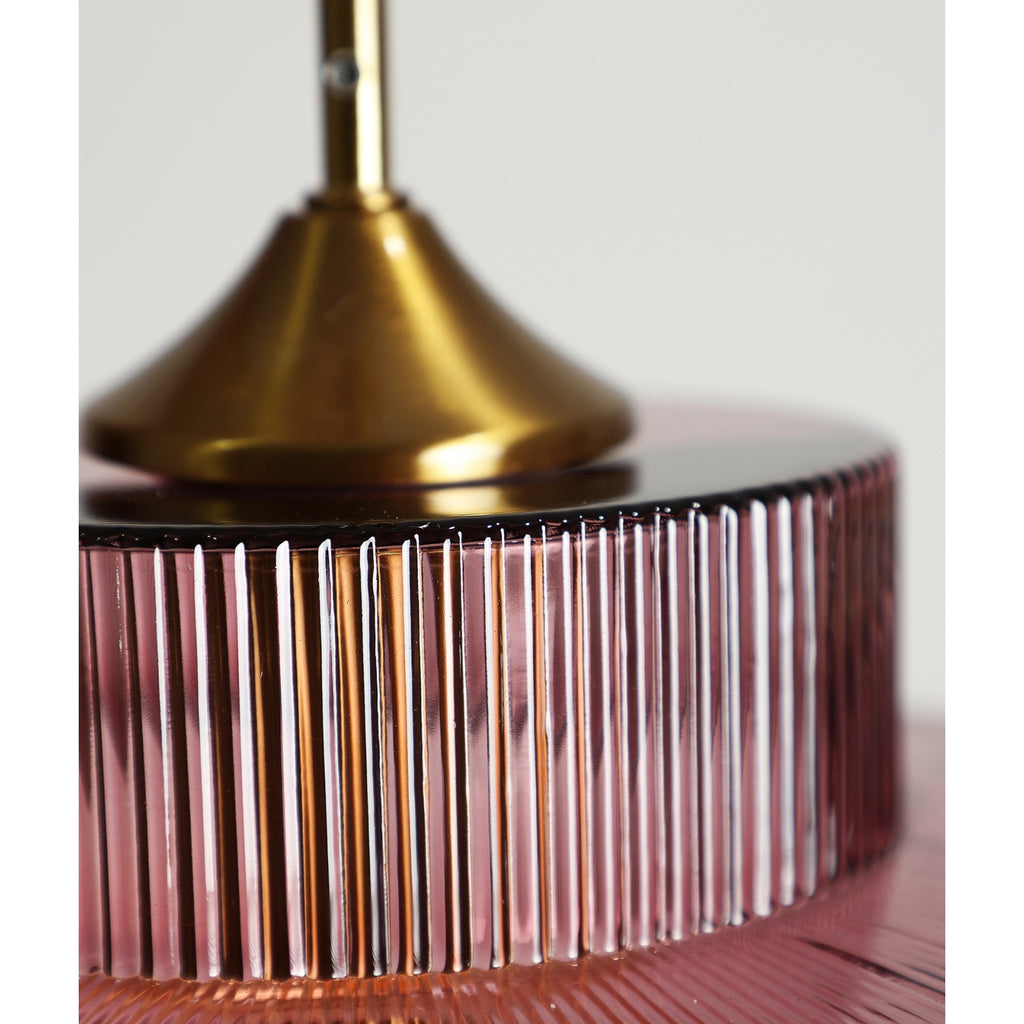 SCILLA - Lámpara colgante de vidrio rosa y hierro dorado 45 cm