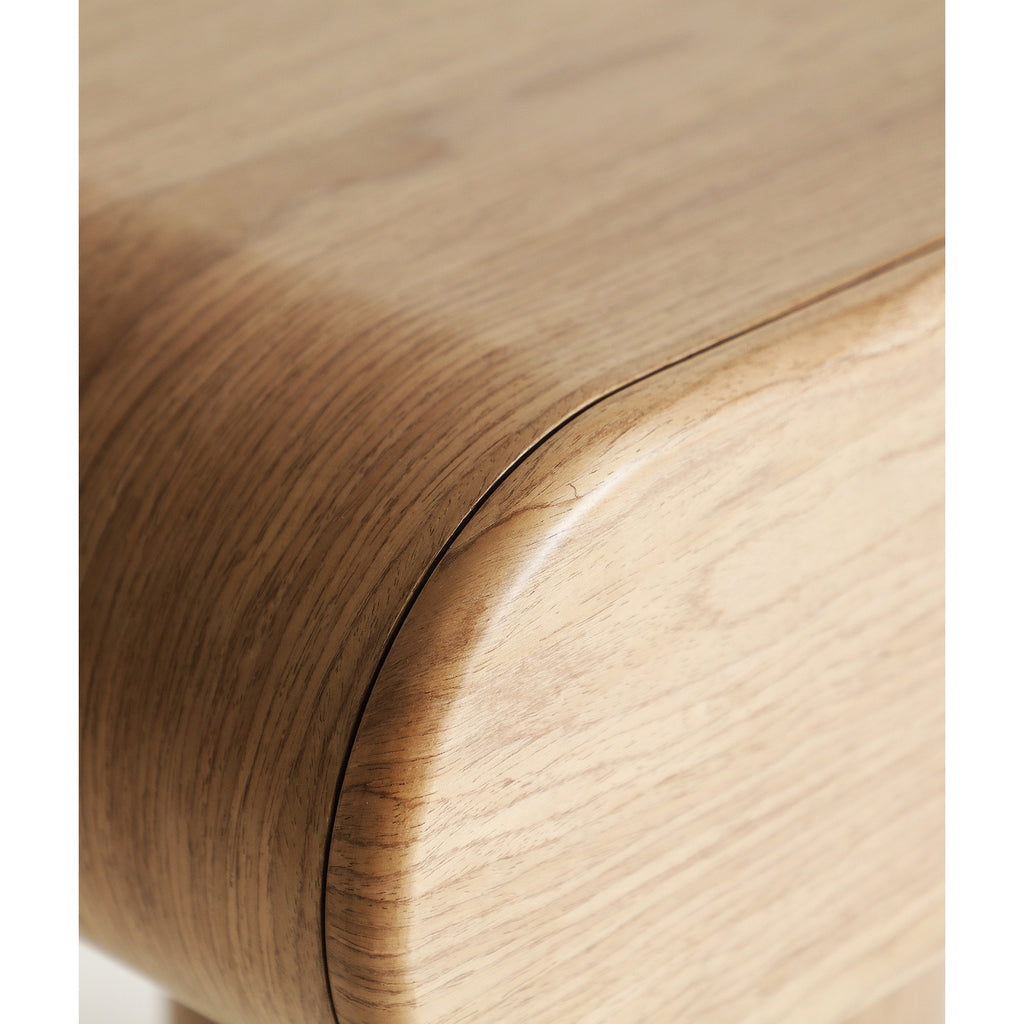 MÉNERBES - Mesita de noche de madera beige y chapa de nogal