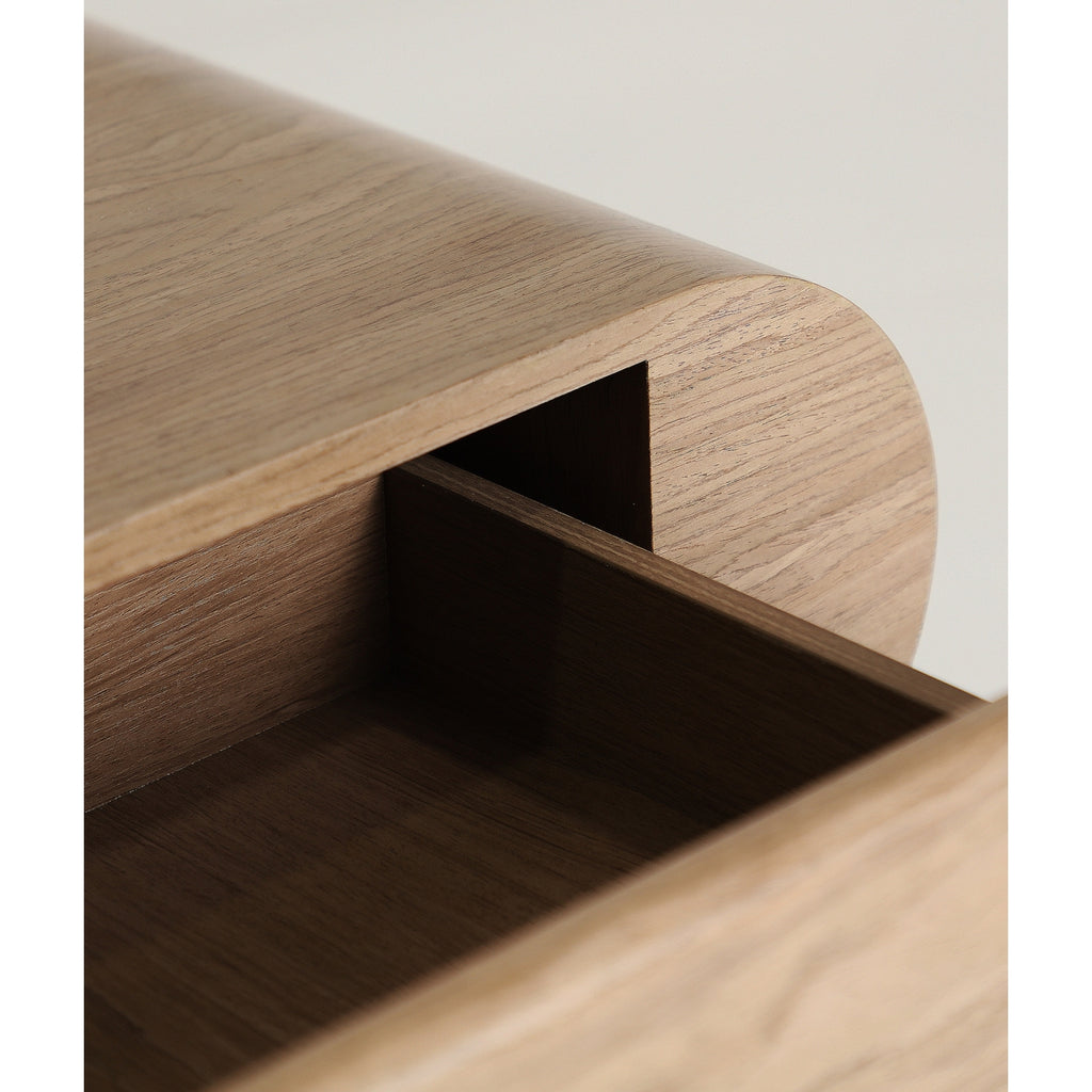 MÉNERBES - Mesita de noche de madera beige y chapa de nogal